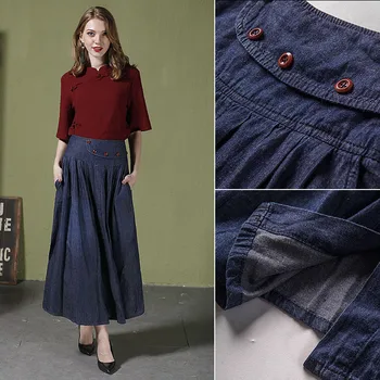 Women's Summer Elastic Waist Large Size Thin Denim Skirt Explosive Collage/Splicing Cotton Pleated Maxi Dress
Women's Summer Elastic Waist Large Size Thin Denim Skirt Explosive Collage/Splicing Cotton Pleated Maxi Dress