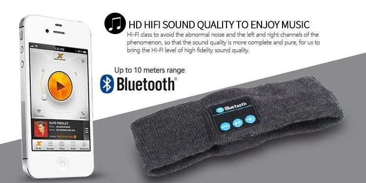 20PCS/Lot Wireless Bluetooth Music Headband V3.0 Magic Hat Knitted Sports Anti-sweat Headphones Earphones Wireless Mic Free DHL