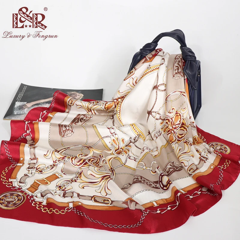 90*90cm Square Silk Scarf Luxury Brand Women Print Neck Scarves Big Foulard Femme Bandana Handkerchief Female Satin Head Scarves
90*90cm Square Silk Scarf Luxury Brand Women Print Neck Scarves Big Foulard Femme Bandana Handkerchief Female Satin Head Scarves