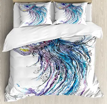 Jellyfish Duvet Cover Set, Aqua Colors Art Ocean Animal Print Sketch Style Creative Sea Marine Theme, 4 Piece Bedding Set
Jellyfish Duvet Cover Set, Aqua Colors Art Ocean Animal Print Sketch Style Creative Sea Marine Theme, 4 Piece Bedding Set