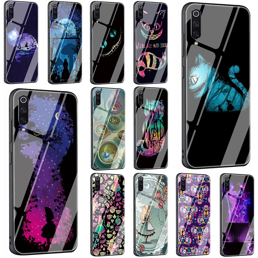 

Alice in Wonderland Cheshire Cat Tempered Glass TPU Cover Case for Xiaomi 8 Lite A1 A2 9 Redmi Note 5 6 7 Pro 6A 4X POCOPHONE F1