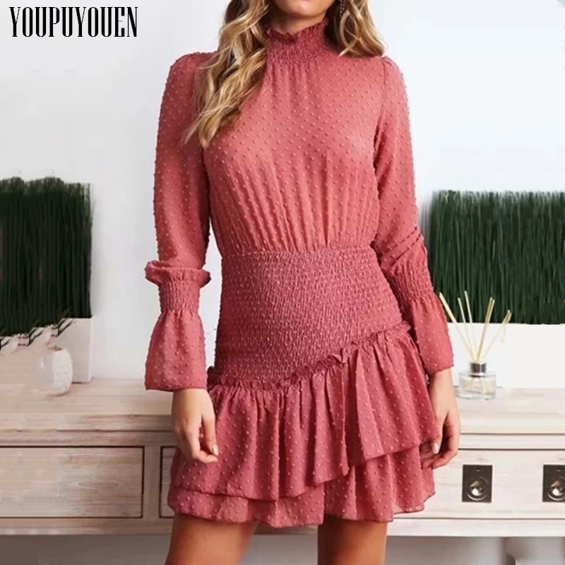 Autumn Women's Elegant Ruffle Ruched Dress 2019 Woman Long Sleeve Sheer A Line Short Dresses Ladies Luxury Party Mini Clothes
Autumn Women's Elegant Ruffle Ruched Dress 2019 Woman Long Sleeve Sheer A Line Short Dresses Ladies Luxury Party Mini Clothes