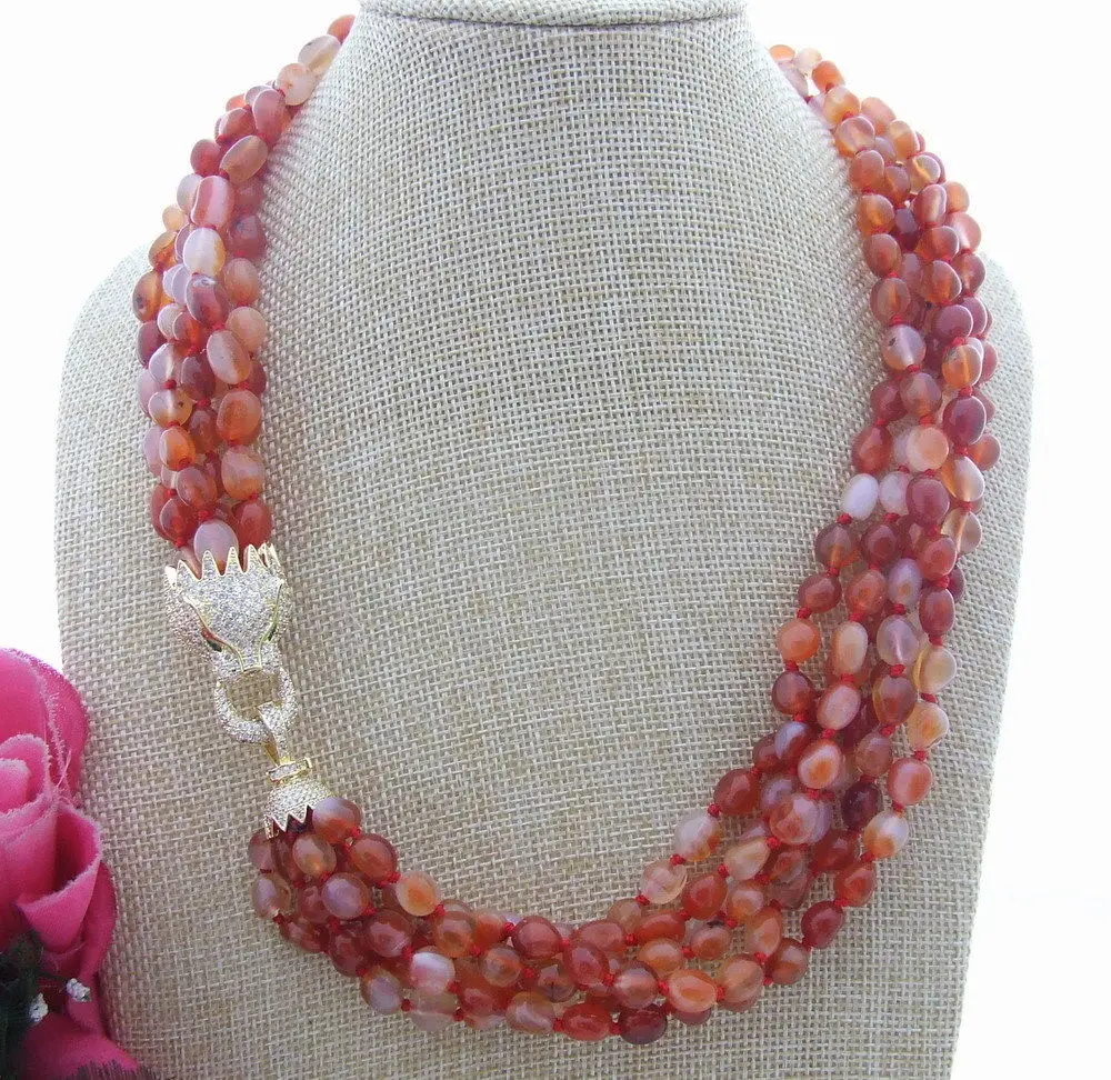 FC041011 21" 6Strands Carnelian CZ Clasp Necklace 
FC041011 21" 6Strands Carnelian CZ Clasp Necklace