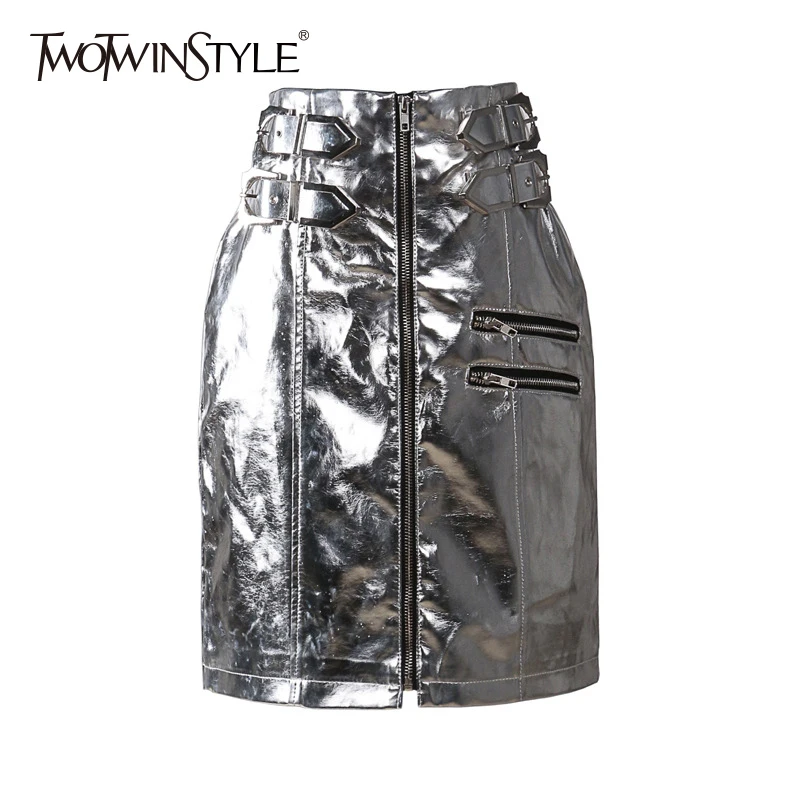 TWOTWINSTYLE PU Leather Womens Straight Skirt Zipper High Waist Mini Skirts For Women Fashion Streetwear Style Clothing 2019 New
TWOTWINSTYLE PU Leather Womens Straight Skirt Zipper High Waist Mini Skirts For Women Fashion Streetwear Style Clothing 2019 New