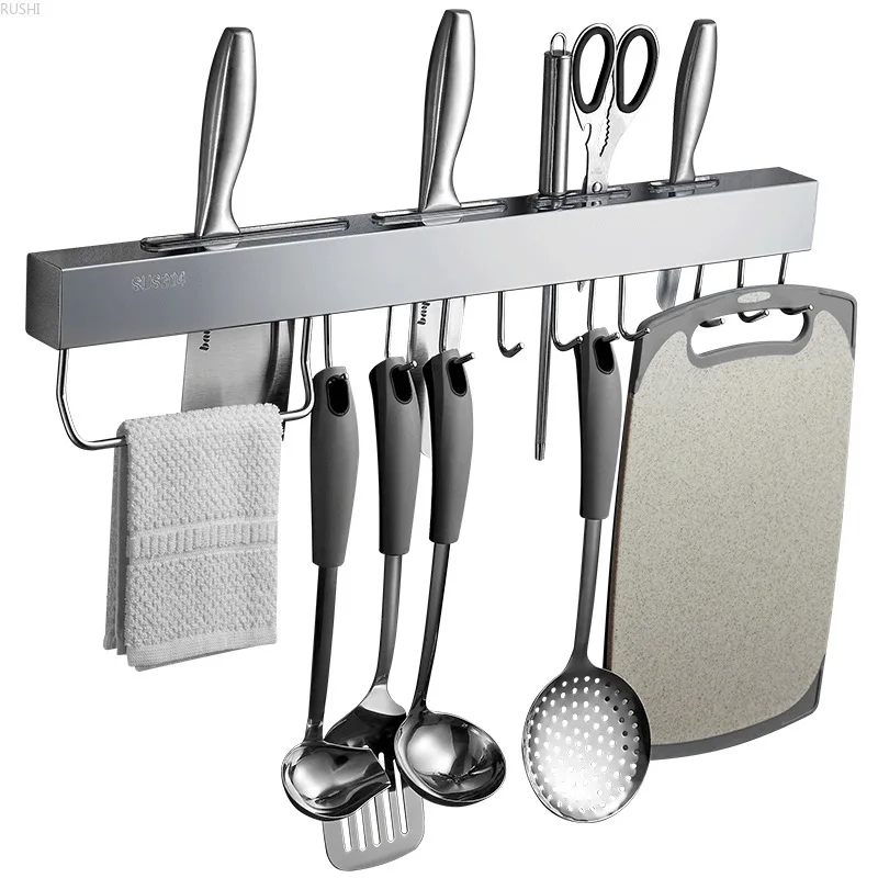 Free-punch or Punch 304 Stainless Steel Wall Hanging Kitchen Knife Stand with Movable Hooks Kitchen Wall Mounted Rack Storage
Free-punch or Punch 304 Stainless Steel Wall Hanging Kitchen Knife Stand with Movable Hooks Kitchen Wall Mounted Rack Storage