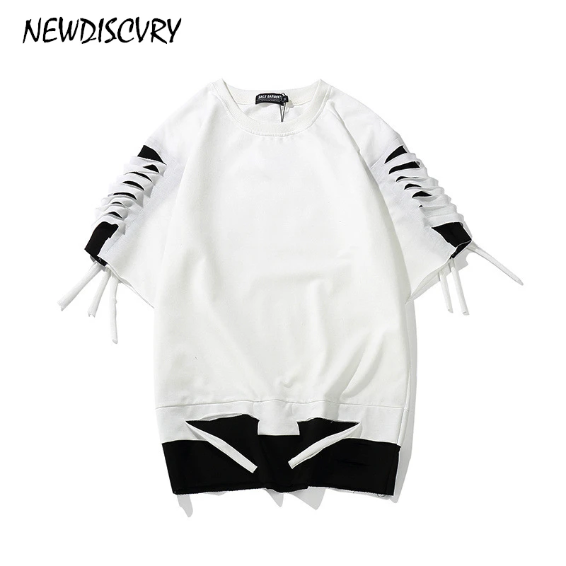 NEWDISCVRY Men's T Shirt Summer 2018 Fashion Men Shoulder Ripped Hole Loose Tops Hip Hop Black White Stitching Male Streetwear
NEWDISCVRY Men's T Shirt Summer 2018 Fashion Men Shoulder Ripped Hole Loose Tops Hip Hop Black White Stitching Male Streetwear