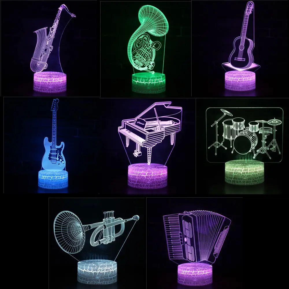 7 Colors Guitar Drum Sax LED 3D Illusion Visual Night Light Creative Bedroom Table Decoration Light Novelty Colorful Lamp Abajur
7 Colors Guitar Drum Sax LED 3D Illusion Visual Night Light Creative Bedroom Table Decoration Light Novelty Colorful Lamp Abajur