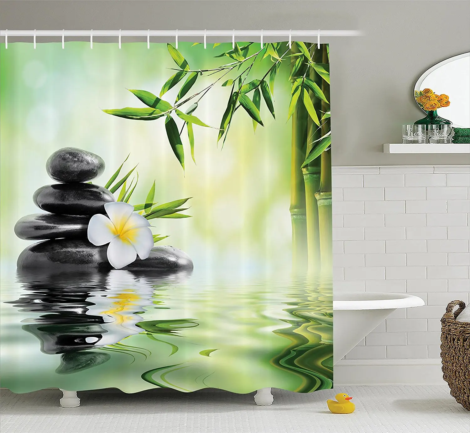 Spa Decor Garden with Frangipani and Bamboo Japanese Relaxation Luxury Travel Pattern Polyester Fabric Bathroom Shower Curtain
Spa Decor Garden with Frangipani and Bamboo Japanese Relaxation Luxury Travel Pattern Polyester Fabric Bathroom Shower Curtain