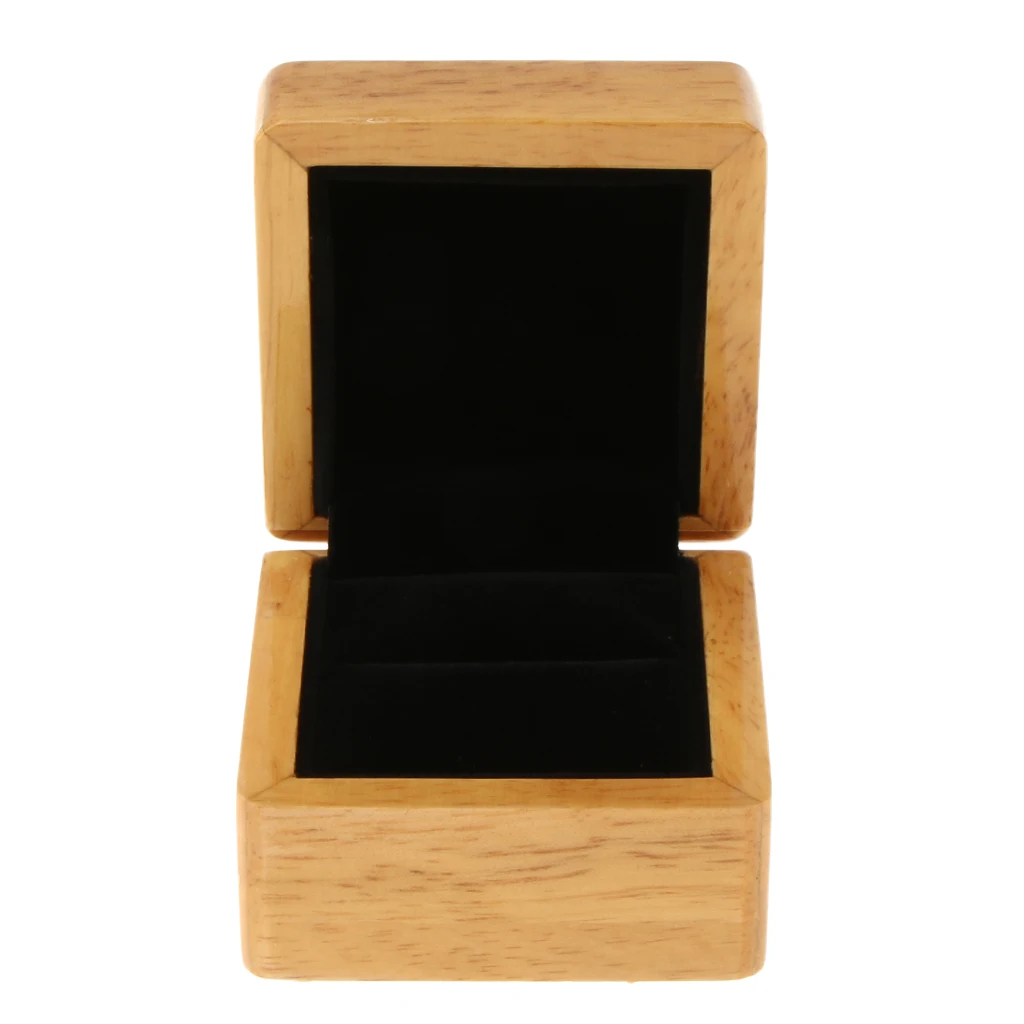 Velvet Wood Jewelry Gift Box Wedding Ring Holder Display Box Storage Case