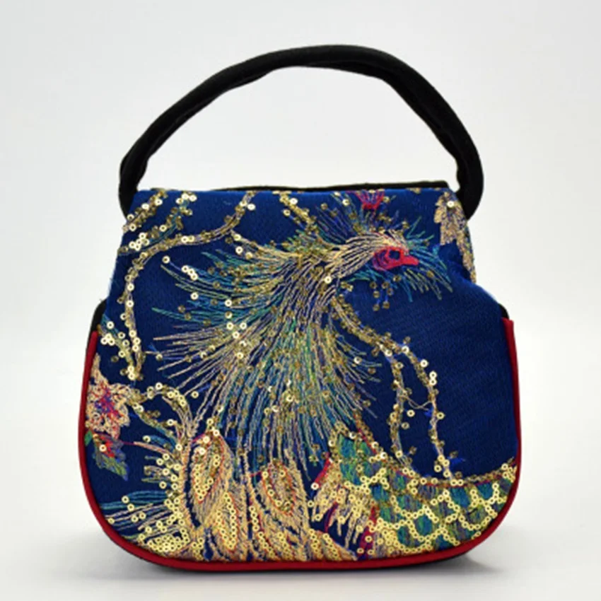 

2019 new national wind embroidered bag embroidery small bag fashion peacock embroidery mini ladies handbag