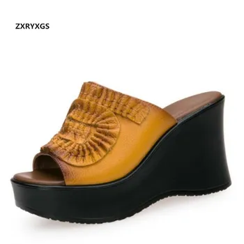 ZXRYXGS Brand Shoes Woman Slippers Sandals 2019 New Retro Platform Wedges High Heeled Sandals Real Leather Shoes Women Sandals
ZXRYXGS Brand Shoes Woman Slippers Sandals 2019 New Retro Platform Wedges High Heeled Sandals Real Leather Shoes Women Sandals