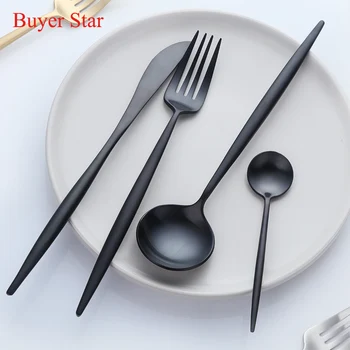 Luxury Western Stainless Steel Black Cutlery Sets 1lot/16pcs Knives Forks teaspoons Dinnerware Set Service 4person color
Luxury Western Stainless Steel Black Cutlery Sets 1lot/16pcs Knives Forks teaspoons Dinnerware Set Service 4person color