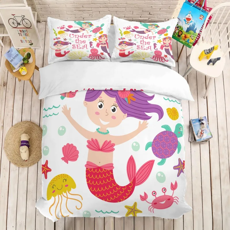 3D Cartoon Print Mermaid Bedding Set 3pcs Duvet Cover Pillowcases Baby Comforter Bed Sets Bedclothes Full Twin Queen King Size
3D Cartoon Print Mermaid Bedding Set 3pcs Duvet Cover Pillowcases Baby Comforter Bed Sets Bedclothes Full Twin Queen King Size