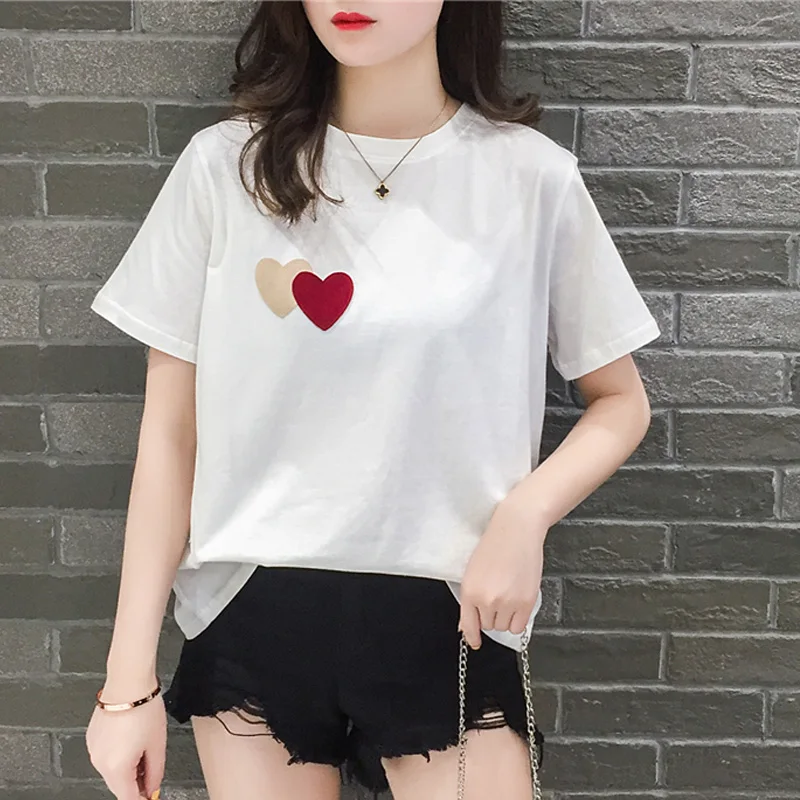 korean Heart Printed T Shirt Female New 2019 Vintage Kpop Style Short Sleeve T-shirts Women Harajuku Tee Shirt Femme Summer tops
korean Heart Printed T Shirt Female New 2019 Vintage Kpop Style Short Sleeve T-shirts Women Harajuku Tee Shirt Femme Summer tops