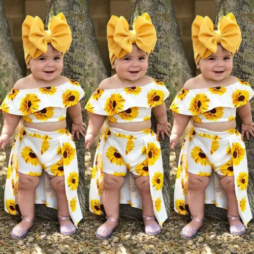 2019 Toddler 3Pcs Set Kids Baby Girl Sunflower Tops Shorts Dress Headband Children Summer Clothes Outfits Sunsuit
2019 Toddler 3Pcs Set Kids Baby Girl Sunflower Tops Shorts Dress Headband Children Summer Clothes Outfits Sunsuit