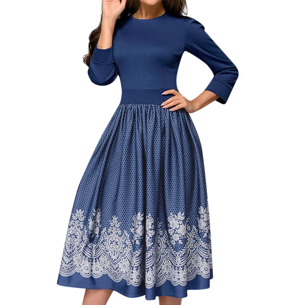 Summer Party Dress Women Vintage Print Three Quarter Sleeve Casual Dresses Woman Party Gothic Dress Women Clothes 2019
Summer Party Dress Women Vintage Print Three Quarter Sleeve Casual Dresses Woman Party Gothic Dress Women Clothes 2019