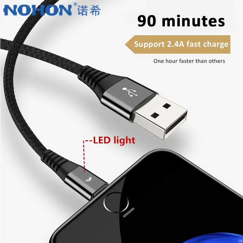 NOHON LED Charging&Sync Data Line 8 Pin Mobile Phone Cable For iphone 10 X 8 7 Plus For iPad Mini 2.4A Lighting Charge Cable 1.2
NOHON LED Charging&Sync Data Line 8 Pin Mobile Phone Cable For iphone 10 X 8 7 Plus For iPad Mini 2.4A Lighting Charge Cable 1.2