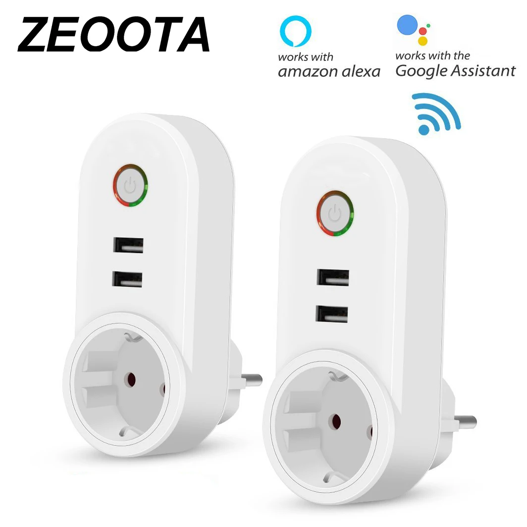 Smart WiFi Power Plug Outlet Socket with USB Remote Control App Control Timer Function Compatible with Amazon Alexa Google Home
Smart WiFi Power Plug Outlet Socket with USB Remote Control App Control Timer Function Compatible with Amazon Alexa Google Home