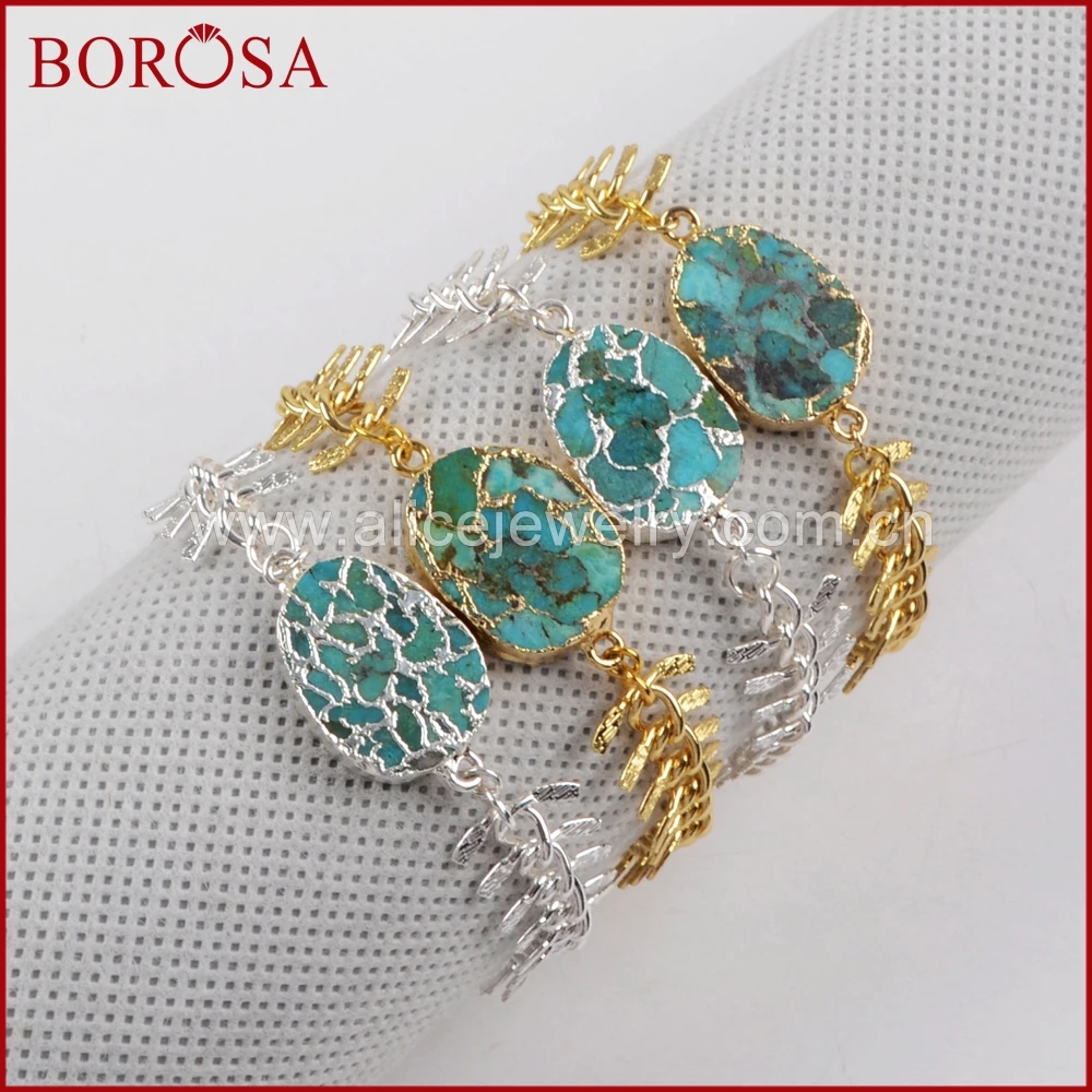 BOROSA 1Piece New Stylish Gold Color Silver Color Copper Turquoises Natural Blue Stone Bracelet Bangle for Women Jewelry G1326
BOROSA 1Piece New Stylish Gold Color Silver Color Copper Turquoises Natural Blue Stone Bracelet Bangle for Women Jewelry G1326