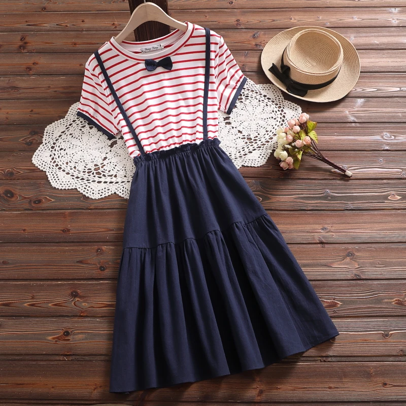 MILINSUS new Brand Red stripe women dress Fake two pieces short sleeve A-Line dress summer Cotton casual Bow woman Clothes
MILINSUS new Brand Red stripe women dress Fake two pieces short sleeve A-Line dress summer Cotton casual Bow woman Clothes