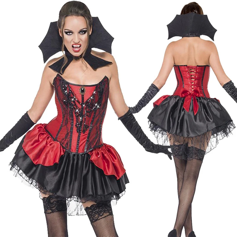 Sexy High Quality Masquerade Cosplay Costume Vampire Costume Halloween Goth Costume Little Devil Skirt Red Stage Costume
Sexy High Quality Masquerade Cosplay Costume Vampire Costume Halloween Goth Costume Little Devil Skirt Red Stage Costume