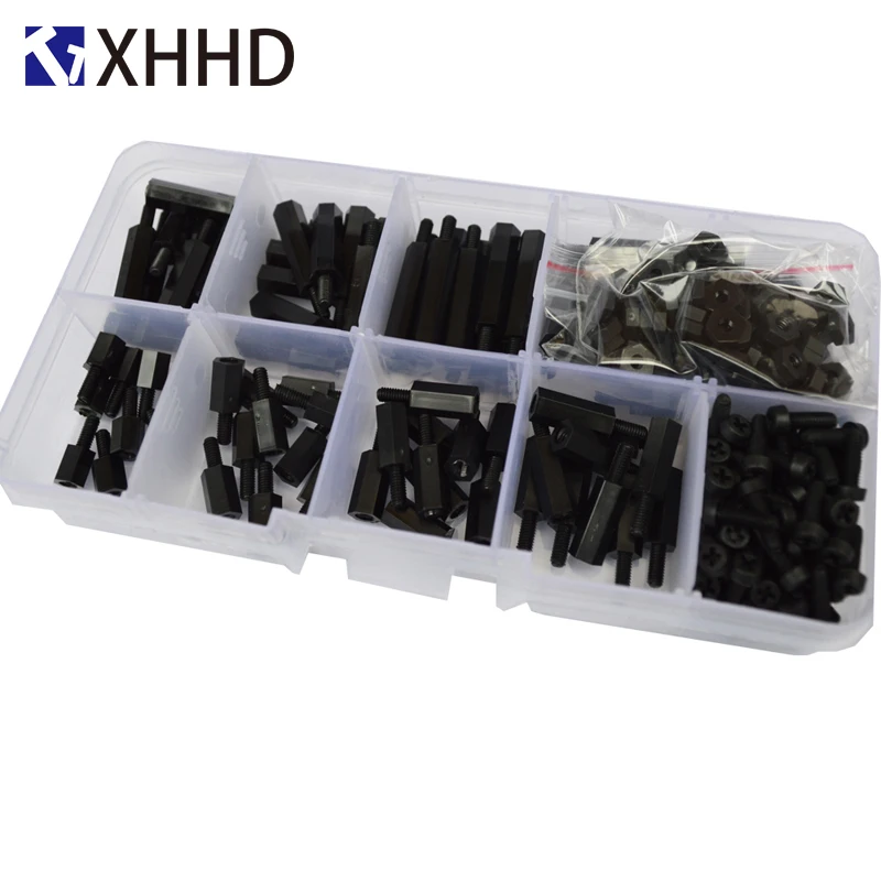 M2.5 Black Hex Nylon Column Male Female Standoff Pillar Thread Plastic Hexagon PCB Motherboard Spacer Screw Set Assortment Kit
M2.5 Black Hex Nylon Column Male Female Standoff Pillar Thread Plastic Hexagon PCB Motherboard Spacer Screw Set Assortment Kit