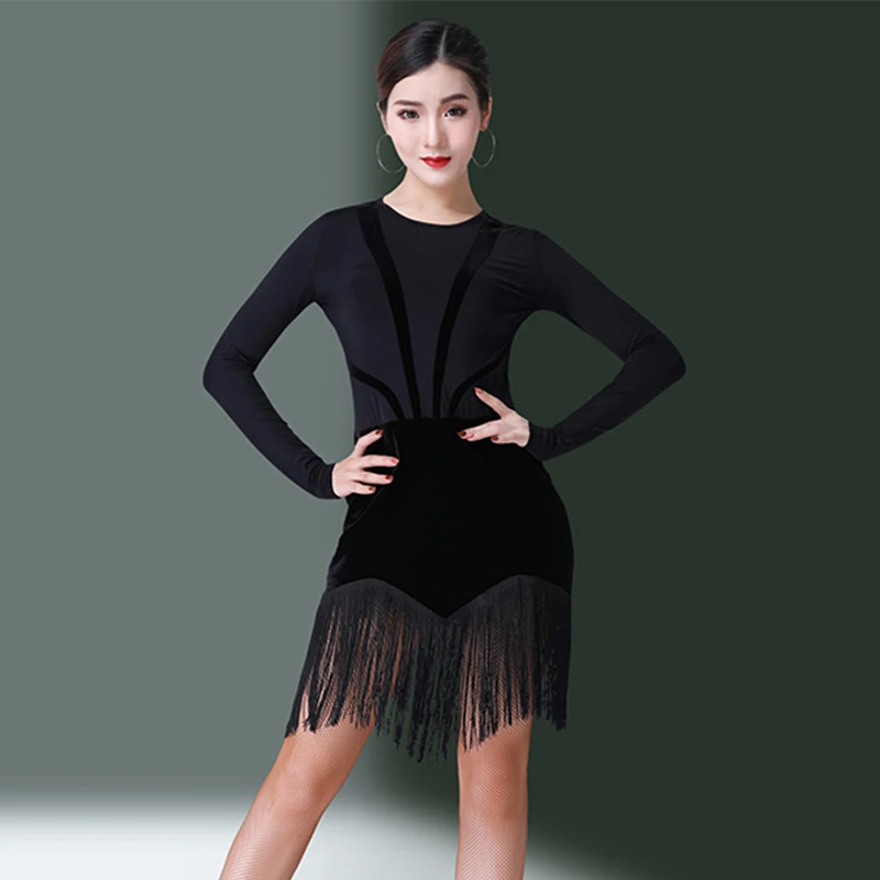 Latin Dance Dress Black Long Sleeve Fringe Skirts Rumba Cha Cha Performance Dancing Clothes Women Latin Practice Wear DN2881
Latin Dance Dress Black Long Sleeve Fringe Skirts Rumba Cha Cha Performance Dancing Clothes Women Latin Practice Wear DN2881