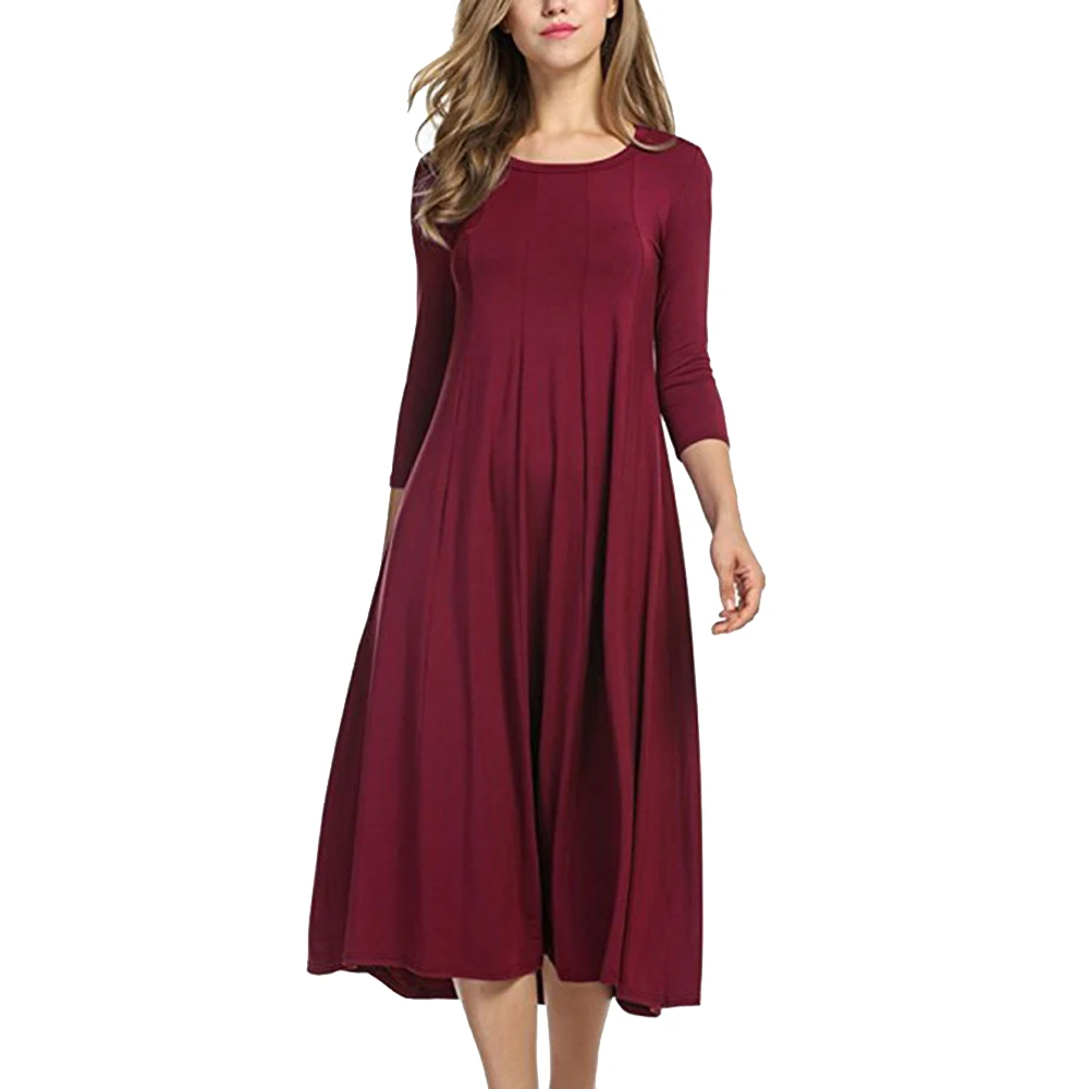 Laamei 2019 Summer Women Solid O-Neck Long Sleeve Ladies Loose Casual Party Large Size Dress Round Neck Midi Dress 3/4 Sleeve
Laamei 2019 Summer Women Solid O-Neck Long Sleeve Ladies Loose Casual Party Large Size Dress Round Neck Midi Dress 3/4 Sleeve