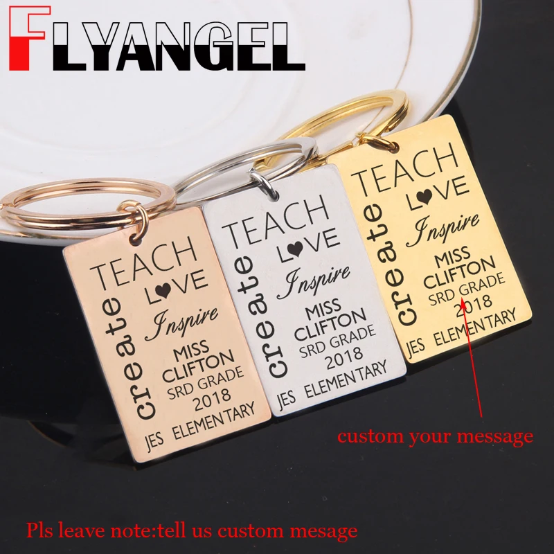 FLYANGEL Custom Engraved Message Chic Keychain Teach Love Creative Cute Car key Tag Bag Charm Gifts For Teacher Graduation Gifts
FLYANGEL Custom Engraved Message Chic Keychain Teach Love Creative Cute Car key Tag Bag Charm Gifts For Teacher Graduation Gifts