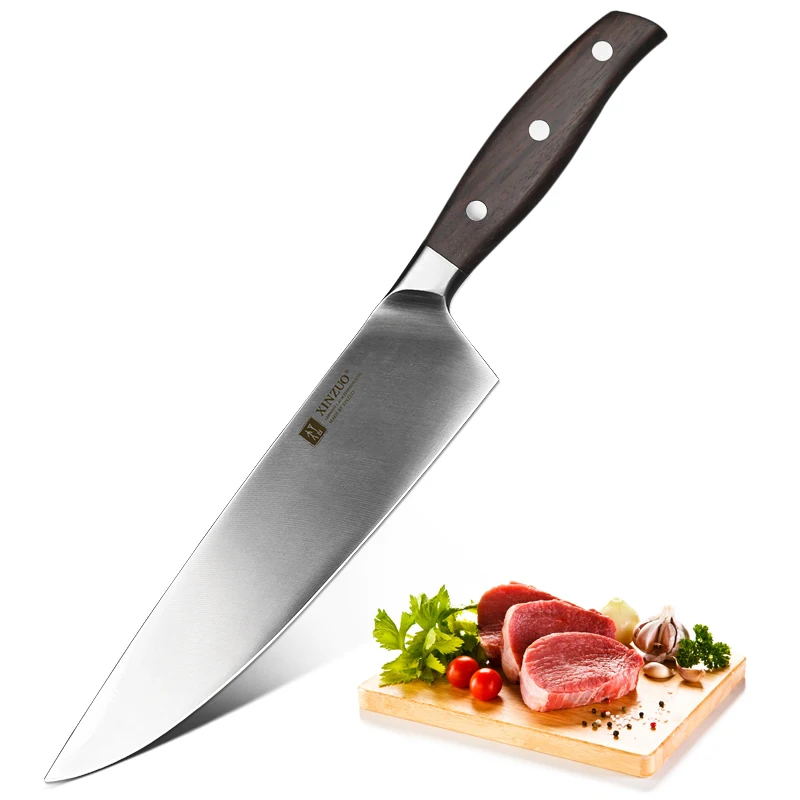 

XINZUO 8'' inch Chef Knife DIN 1.4116 Steel Kitchen Knives Brand Rosewood Handle German Cleaver Meat Knife Kitchen Cooking Tools