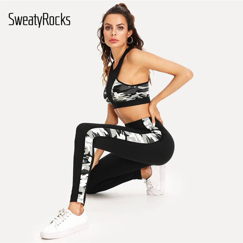 SweatyRocks Cut And Sew Camo Print Sport Bra And Leggings Set Skinny Summer Sexy Outfits 2019 Activewear Women Style 2 Piece Set
SweatyRocks Cut And Sew Camo Print Sport Bra And Leggings Set Skinny Summer Sexy Outfits 2019 Activewear Women Style 2 Piece Set