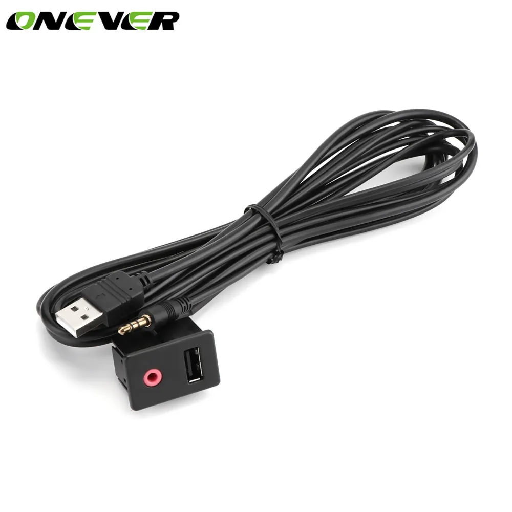 Onever 1.5m USB & 3.5mm Plug Car Dashboard Flush Mount AUX Extension Cable with Mounting Bracket Adapter for Toyota
Onever 1.5m USB & 3.5mm Plug Car Dashboard Flush Mount AUX Extension Cable with Mounting Bracket Adapter for Toyota