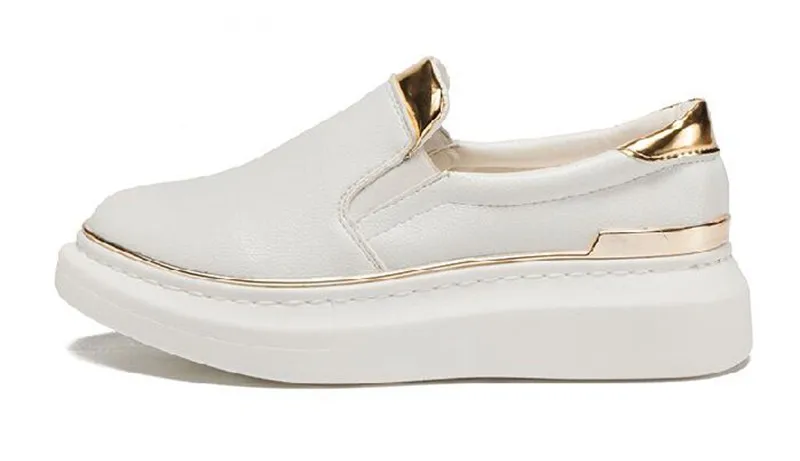 COOTELILI Autumn White Platform Flat Shoes Woman Ladies Shoes Comfortable Creepers PU Leather Oxford Shoes For Women 35-40 (13)
