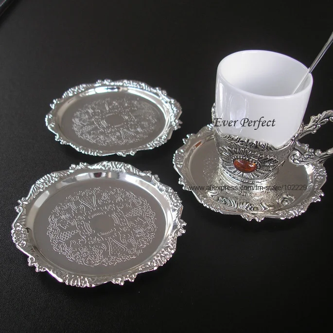 10PCS/lot engraved alloy metal round coffee/tea cup coaster/pat/mat silver color 105 free shipping
10PCS/lot engraved alloy metal round coffee/tea cup coaster/pat/mat silver color 105 free shipping