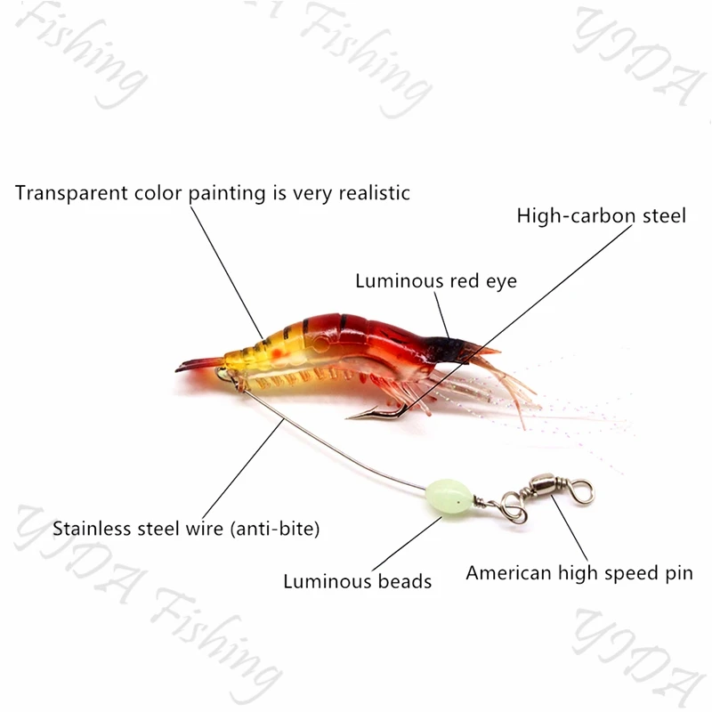 1pcs 9.5cm/6.5g Simulation Prawn Soft Shrimp Luminous Floating Shaped Worn Fake lure Hook Isca Fishing Lure Artificial Bait
1pcs 9.5cm/6.5g Simulation Prawn Soft Shrimp Luminous Floating Shaped Worn Fake lure Hook Isca Fishing Lure Artificial Bait