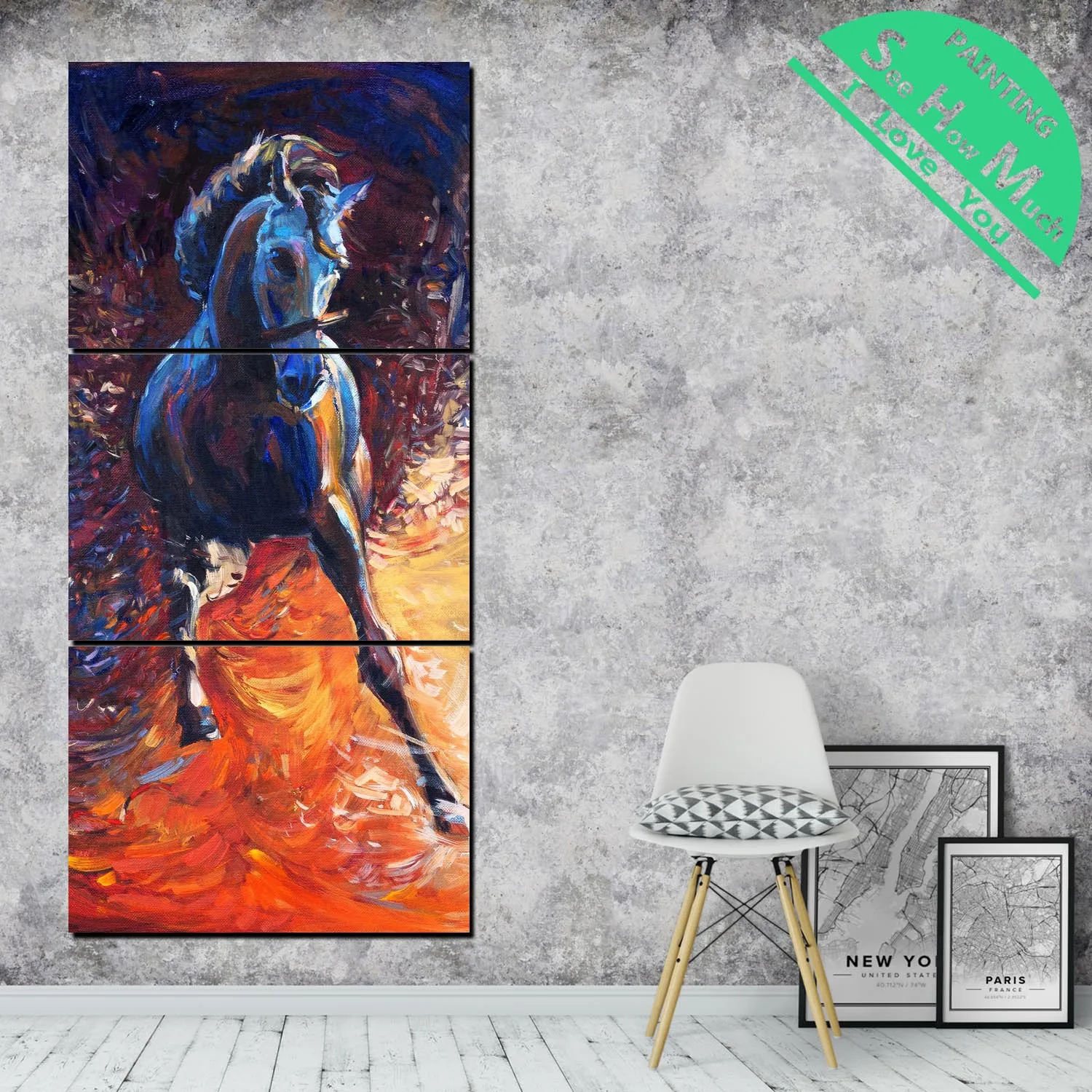 3 предмета бегущего коня на холсте декоративные настенные картины плакат
