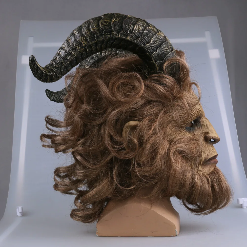 2017 Film Beauty and the Beast Prince Mask Helmet Full Face Muffle Cosplay Wig (3)