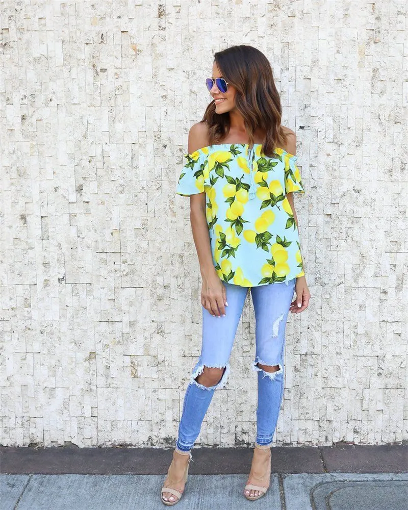 Off Shoulder Women Lemon T-shirt New Fashion Women Ladies Summer Sexy Street Wear Clothes Cool Summer Loose Casual Tops T-Shirt
Off Shoulder Women Lemon T-shirt New Fashion Women Ladies Summer Sexy Street Wear Clothes Cool Summer Loose Casual Tops T-Shirt