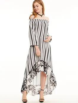 Pop Style Long Dress Women Nice Off Shoulder Beach Summer Dresses Striped Print Nice Chiffon White Nice Dress Vestidos
Pop Style Long Dress Women Nice Off Shoulder Beach Summer Dresses Striped Print Nice Chiffon White Nice Dress Vestidos