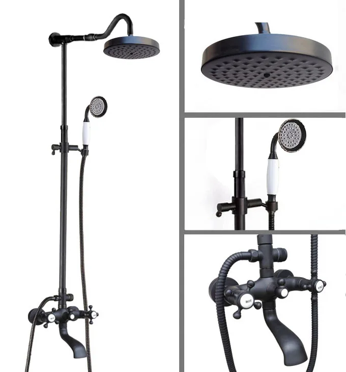 Black Oil Rubbed Brass Dual Cross Handles Bathroom 8 Inch Round Rain Shower Faucet Set Bath Tub Mixer Tap Hand Shower mhg608
Black Oil Rubbed Brass Dual Cross Handles Bathroom 8 Inch Round Rain Shower Faucet Set Bath Tub Mixer Tap Hand Shower mhg608