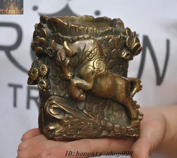 Christmas Marked Chinese Bronze zodiac animal Oxen Bull pine Statue Brush Pot pencil vase Halloween
Christmas Marked Chinese Bronze zodiac animal Oxen Bull pine Statue Brush Pot pencil vase Halloween
