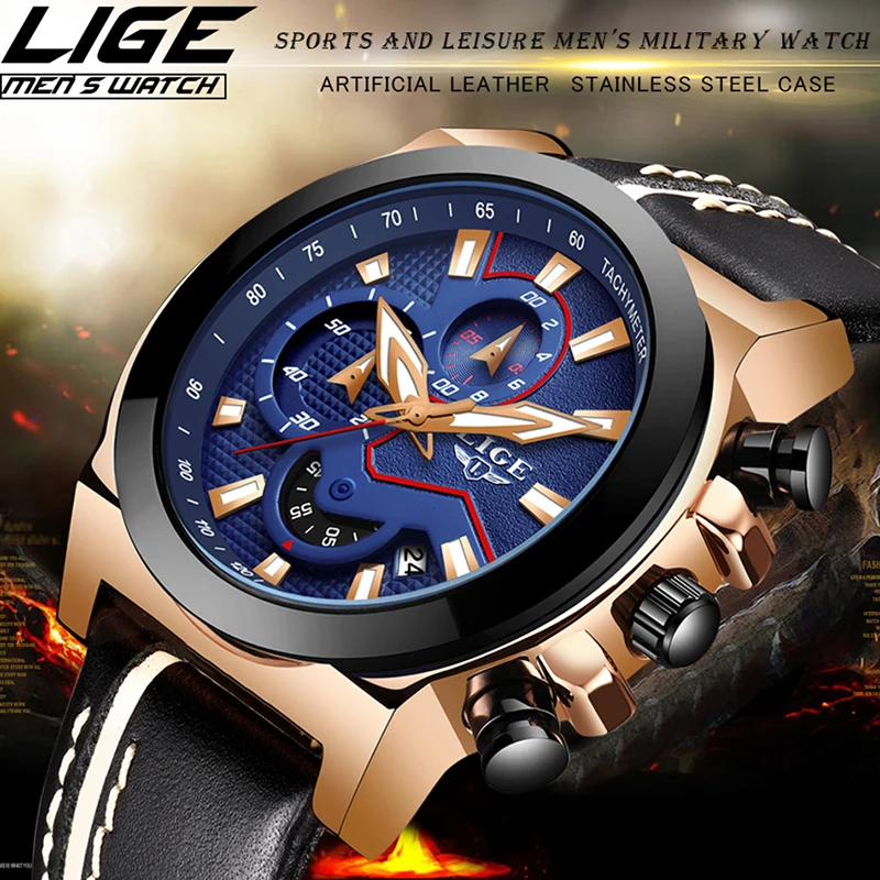 LIGE Mens Watches Top Brand Luxury New Military Sport Watch Men Leather Waterproof Watch Quartz Wristwatch Relogio Masculino+Box
LIGE Mens Watches Top Brand Luxury New Military Sport Watch Men Leather Waterproof Watch Quartz Wristwatch Relogio Masculino+Box