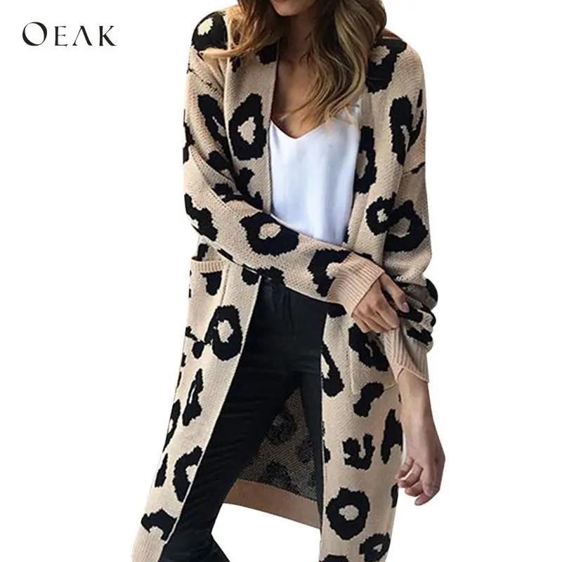 OEAK Leopard Print Long Cardigan Women 2018 Autumn Winter Open Stitch Knitted Sweater Cardigan Casual Black Pink Jumper Coats
OEAK Leopard Print Long Cardigan Women 2018 Autumn Winter Open Stitch Knitted Sweater Cardigan Casual Black Pink Jumper Coats