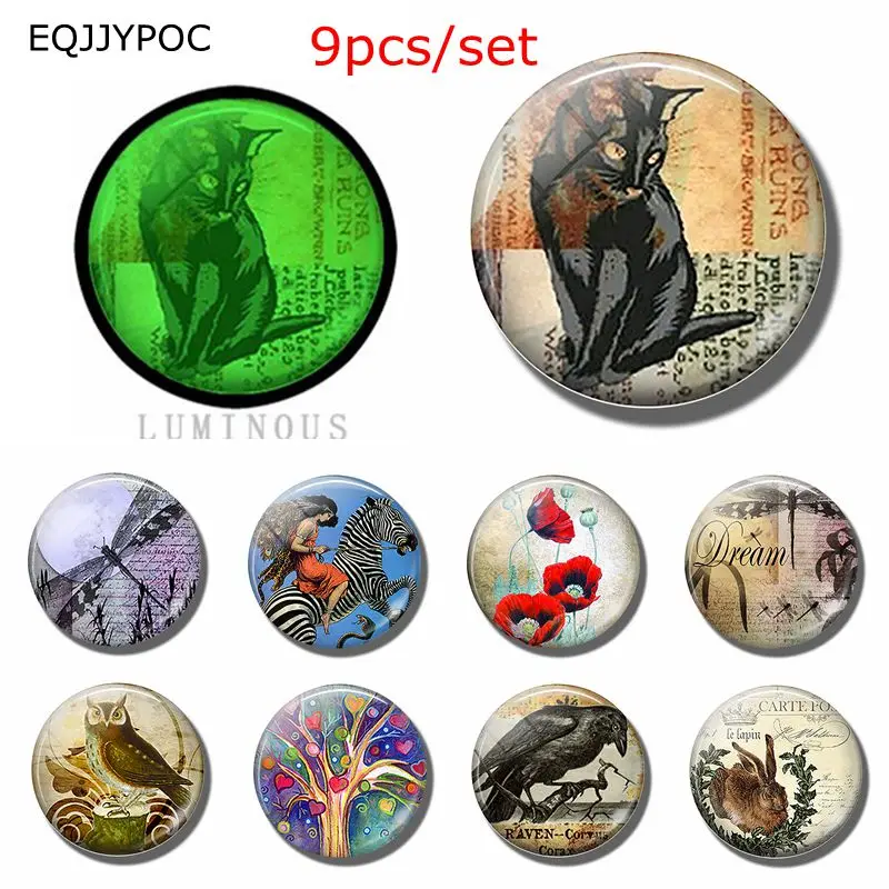 9PCS 25MM Luminous Animal and Flower Fridge Magnet Set Glass Refrigerator Decoration Cat Dragonfly Crow Rabbit Magnetic Stickers
9PCS 25MM Luminous Animal and Flower Fridge Magnet Set Glass Refrigerator Decoration Cat Dragonfly Crow Rabbit Magnetic Stickers