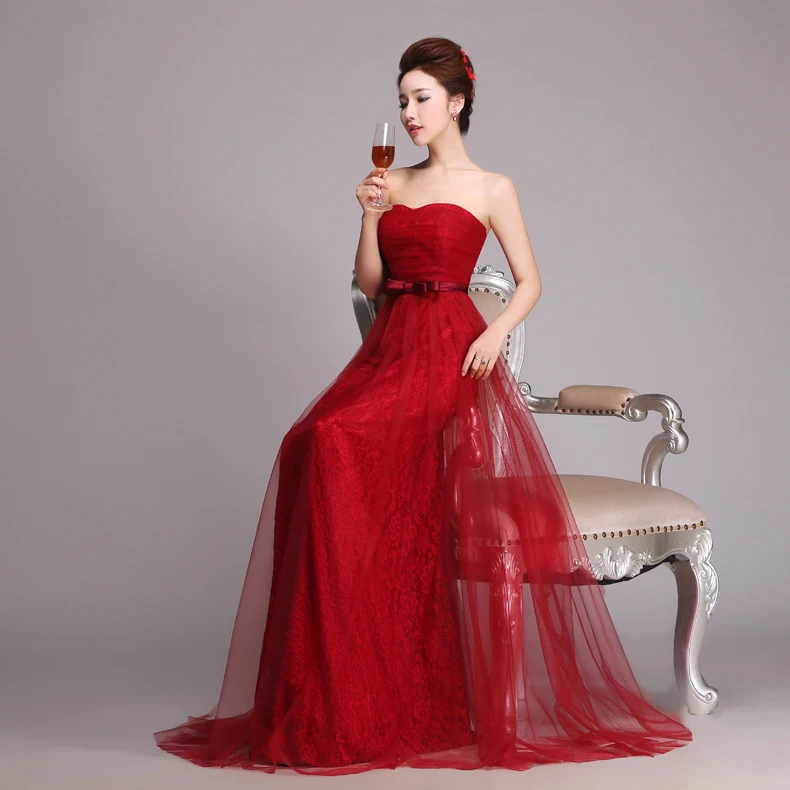 Женское длинное вечернее платье винно-красное кружевное большого размера 2015 |