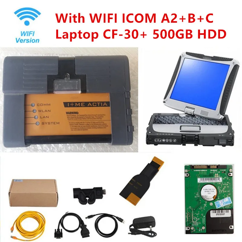 For BMW ICOM A2+B+C with used Laptop computer CF30 and 2018 12 software HDD WIFI to send the router OBD2 diagnostic tool | Автомобили и