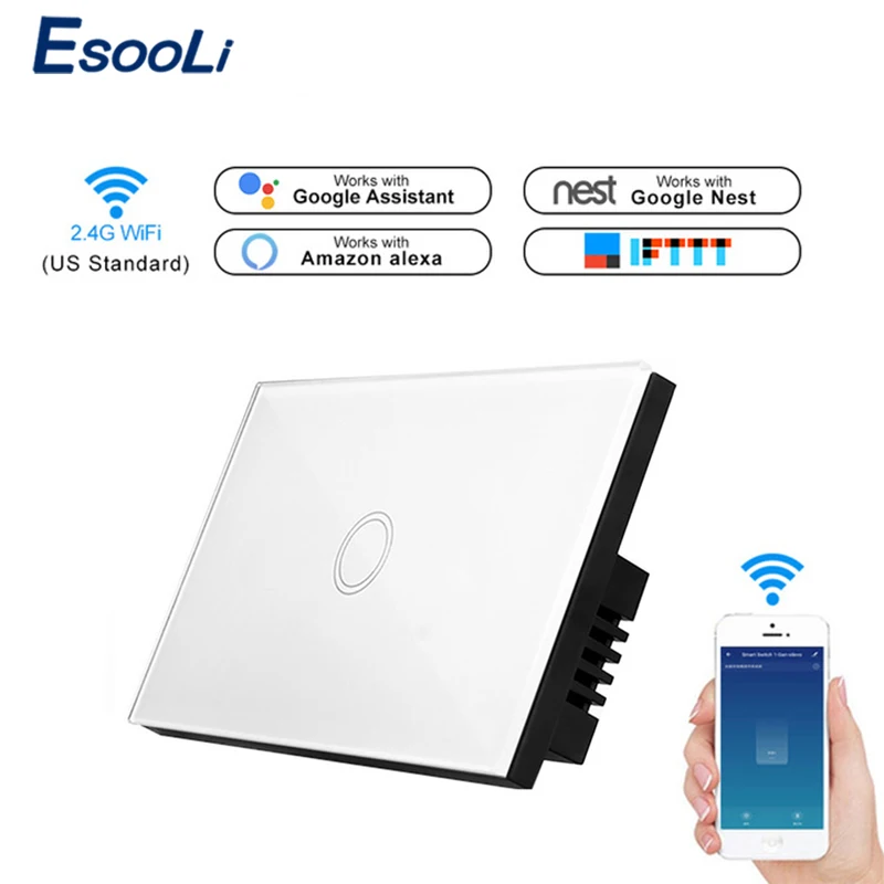 EsooLi US Standard WIFI Smart Touch Switch APP Wireless Remote Light Wall Switch Crystal Glass Panel Work With Alexa / Google
EsooLi US Standard WIFI Smart Touch Switch APP Wireless Remote Light Wall Switch Crystal Glass Panel Work With Alexa / Google