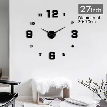 

Frameless Modern Arabic Numerals DIY Wall Art Clock Personalized 3D With Mirror Effect Numbers Stickers Clock Watch Quiet Sweep