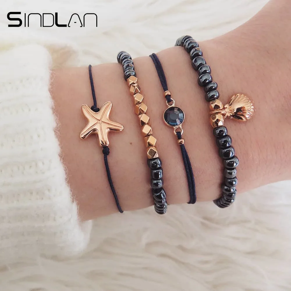 Sindlan 4PCs Ocean Starfish Shell Bracelet Set Blue Beaded Bracelets for Women Boho Charm Bangles Bracelets Wrist Chain Jewelry
Sindlan 4PCs Ocean Starfish Shell Bracelet Set Blue Beaded Bracelets for Women Boho Charm Bangles Bracelets Wrist Chain Jewelry