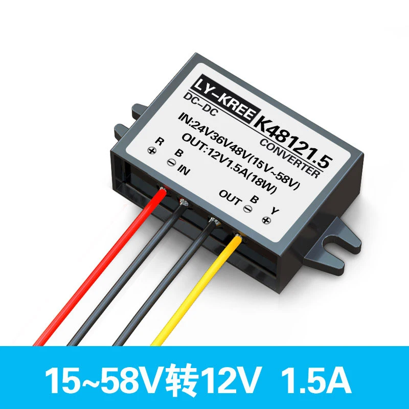18W DC DC Converter 24V/36V/48V to 12V 1.5A DC-DC Conversor 15V-58V to 12V Voltage Regulator
18W DC DC Converter 24V/36V/48V to 12V 1.5A DC-DC Conversor 15V-58V to 12V Voltage Regulator